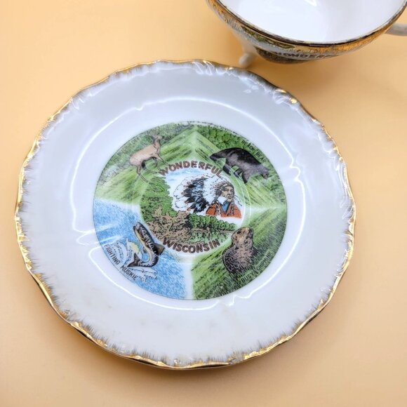 Vintage Fairway Japan Wonderful Wisconsin Souvenir Tea Cup & Saucer Set jj3657 - Picture 6 of 9